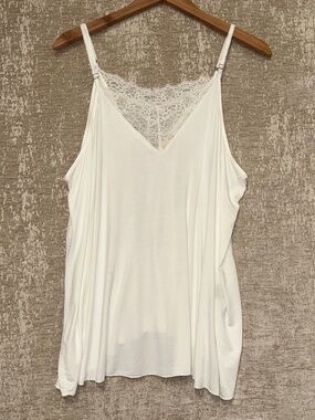 POL white Lace Tank Top